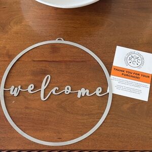 Wreath Welcome script Sign insert 11.5 NEW